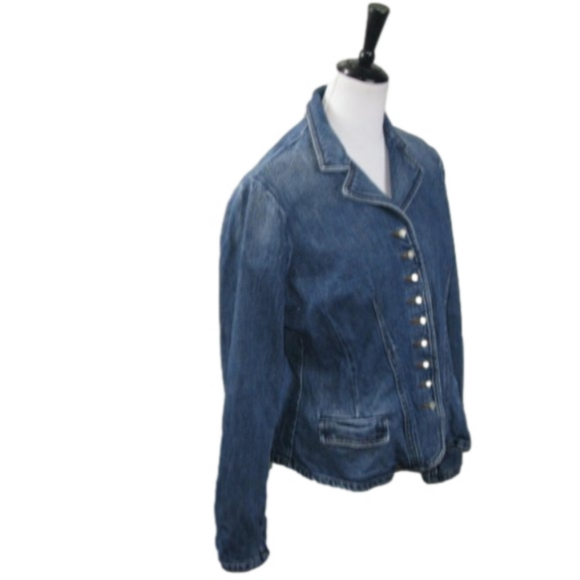 NWOT Lauren Ralph Lauren Iridescent Button Front Jean Jacket Size Large - Picture 6 of 7